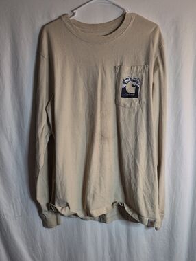 Carhartt Long Sleeve Pocket Tee in Beige with Navy Pocket Graphic